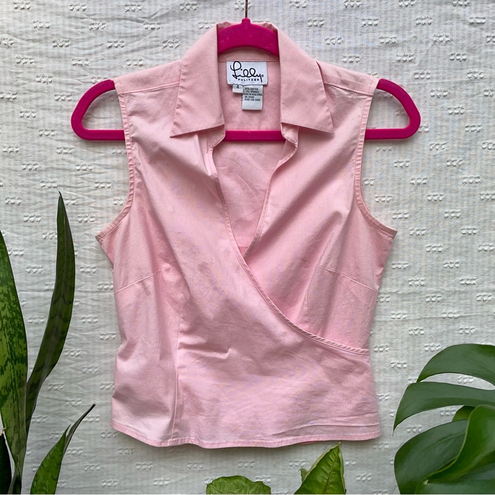 ✨LILLY PULITZER✨ Vintage Collared Wrap Sleeveless Top